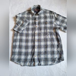 Duluth Trading Company Men's Plaid Hemp Blend Button Up Shirt. Size Large